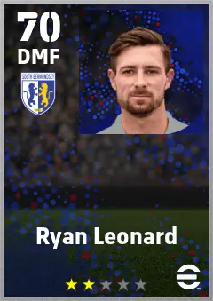 Ryan Leonard eFootball 2026 player card — 70 OVR DMF