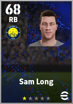 Sam Long eFootball 2026 player card — 68 OVR RB