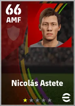 Nicolas Astete eFootball 2026 player card — 66 OVR AMF
