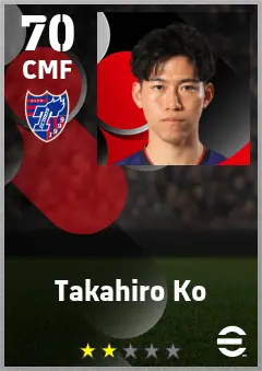 Takahiro Ko eFootball 2026 player card — 70 OVR CMF