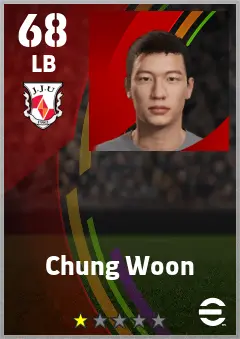 Chung Woon eFootball 2026 player card — 68 OVR LB