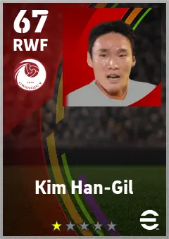 Kim Han-Gil eFootball 2026 player card — 67 OVR RWF
