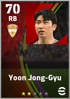 Yoon Jong-Gyu eFootball 2026 player card — 70 OVR RB