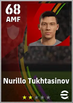 Nurillo Tukhtasinov eFootball 2026 player card — 68 OVR AMF