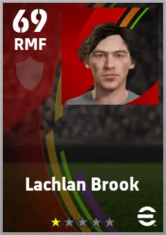 Lachlan Brook eFootball 2026 player card — 69 OVR RMF