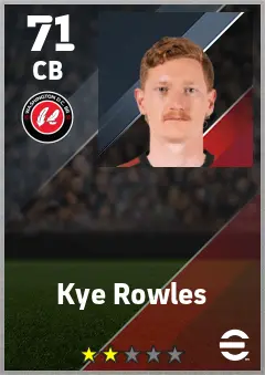 Kye Rowles eFootball 2026 player card — 71 OVR CB