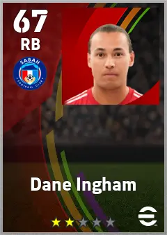Dane Ingham eFootball 2026 player card — 67 OVR RB