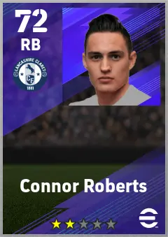 Connor Roberts eFootball 2026 player card — 72 OVR RB