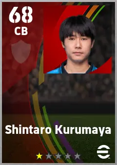 Shintaro Kurumaya eFootball 2026 player card — 68 OVR CB