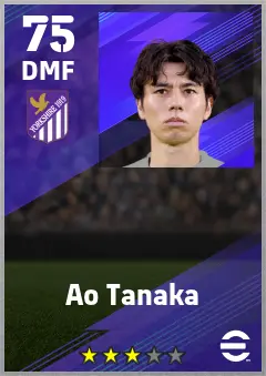 Ao Tanaka eFootball 2026 player card — 75 OVR DMF