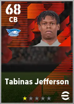Tabinas Jefferson eFootball 2026 player card — 68 OVR CB