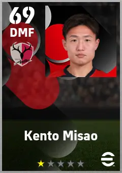 Kento Misao eFootball 2026 player card — 69 OVR DMF