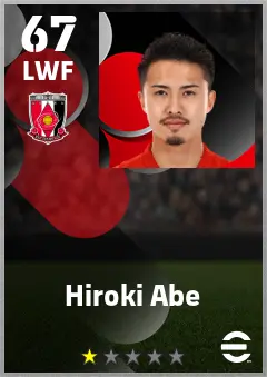 Hiroki Abe eFootball 2026 player card — 67 OVR LWF