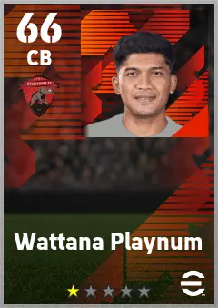 Wattana Playnum eFootball 2026 player card — 66 OVR CB