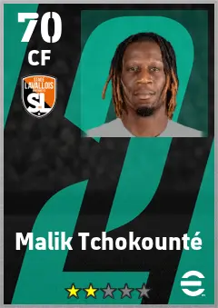 Malik Tchokounte eFootball 2026 player card — 70 OVR CF