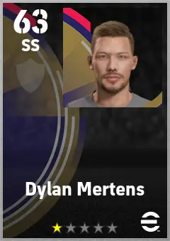 Dylan Mertens eFootball 2026 player card — 63 OVR SS