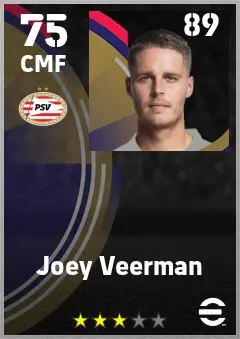 Joey Veerman eFootball 2026 player card — 75 OVR CMF