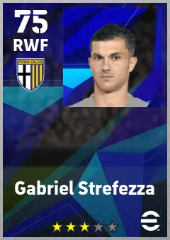 Gabriel Strefezza eFootball 2026 player card — 75 OVR RWF