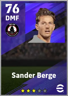 Sander Berge eFootball 2026 player card — 76 OVR DMF