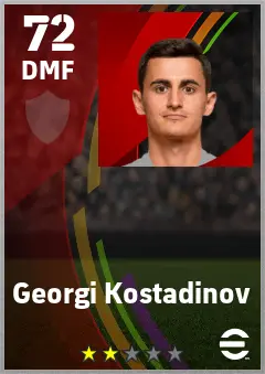Georgi Kostadinov eFootball 2026 player card — 72 OVR DMF