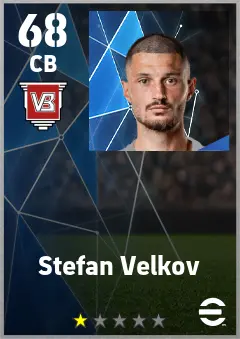 Stefan Velkov eFootball 2026 player card — 68 OVR CB