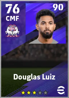 Douglas Luiz eFootball 2026 player card — 76 OVR CMF