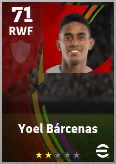 Yoel Barcenas eFootball 2026 player card — 71 OVR RWF