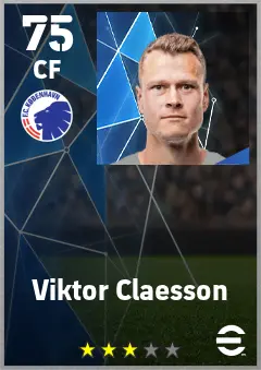 Viktor Claesson eFootball 2026 player card — 75 OVR CF