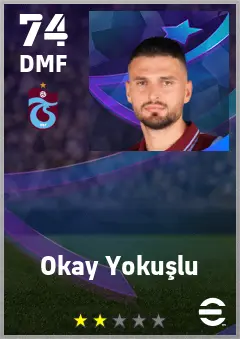 Okay Yokuslu eFootball 2026 player card — 74 OVR DMF