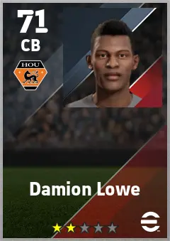 Damion Lowe eFootball 2026 player card — 71 OVR CB