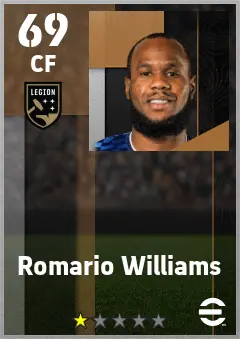 Romario Williams eFootball 2026 player card — 69 OVR CF