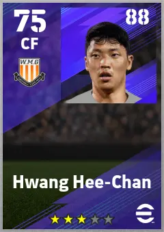 Hwang Hee-Chan eFootball 2026 player card — 75 OVR CF