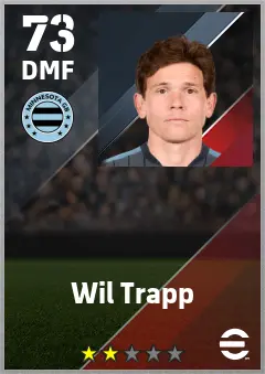 Wil Trapp eFootball 2026 player card — 73 OVR DMF