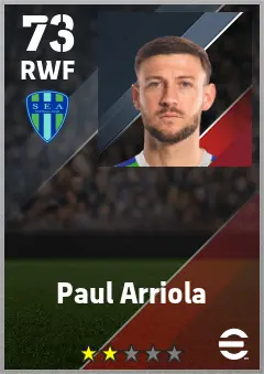 Paul Arriola eFootball 2026 player card — 73 OVR RWF