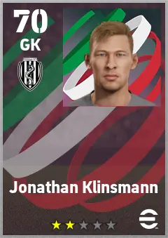 Jonathan Klinsmann eFootball 2026 player card — 70 OVR GK