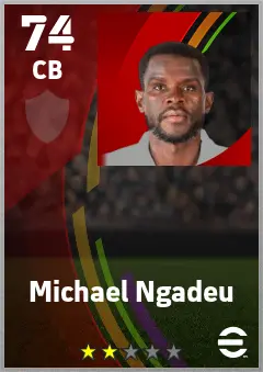Michael Ngadeu eFootball 2026 player card — 74 OVR CB