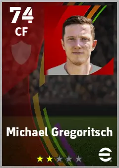 Michael Gregoritsch eFootball 2026 player card — 74 OVR CF