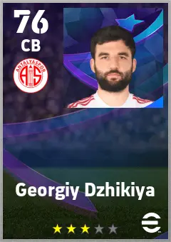 Georgiy Dzhikiya eFootball 2026 player card — 76 OVR CB