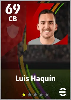 Luis Haquin eFootball 2026 player card — 69 OVR CB