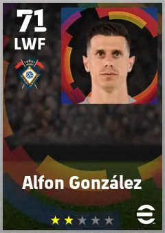 Alfon Gonzalez eFootball 2026 player card — 71 OVR LWF