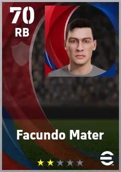 Facundo Mater eFootball 2026 player card — 70 OVR RB