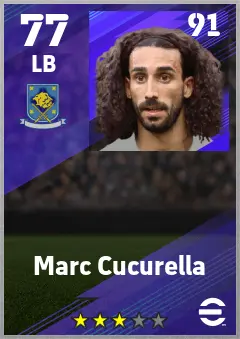 Marc Cucurella eFootball 2026 player card — 77 OVR LB