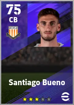 Santiago Bueno eFootball 2026 player card — 75 OVR CB