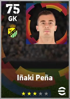 Inaki Pena eFootball 2026 player card — 75 OVR GK