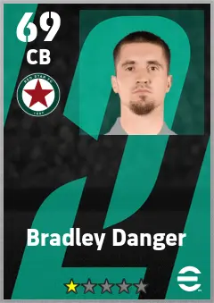 Bradley Danger eFootball 2026 player card — 69 OVR CB