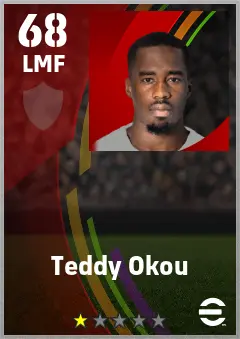 Teddy Okou eFootball 2026 player card — 68 OVR LMF