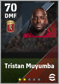 Tristan Muyumba eFootball 2026 player card — 70 OVR DMF
