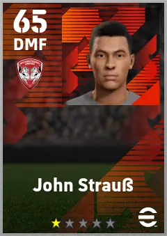 John StrauSS eFootball 2026 player card — 65 OVR DMF