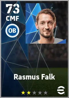 Rasmus Falk eFootball 2026 player card — 73 OVR CMF