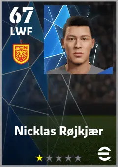 Nicklas Rojkjaer eFootball 2026 player card — 67 OVR LWF